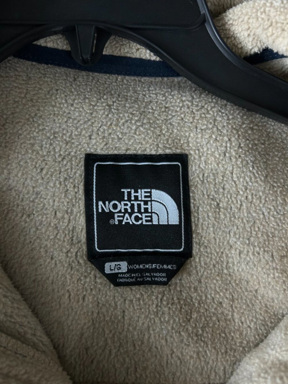 The North Face Women’s Fleece Jacket Large Cream Tan Navy Full Zip Outdoor Size - Picture 5 of 7